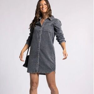 Thread and Supply Women's Kieran Black Acid Wash Denim Dress Size L